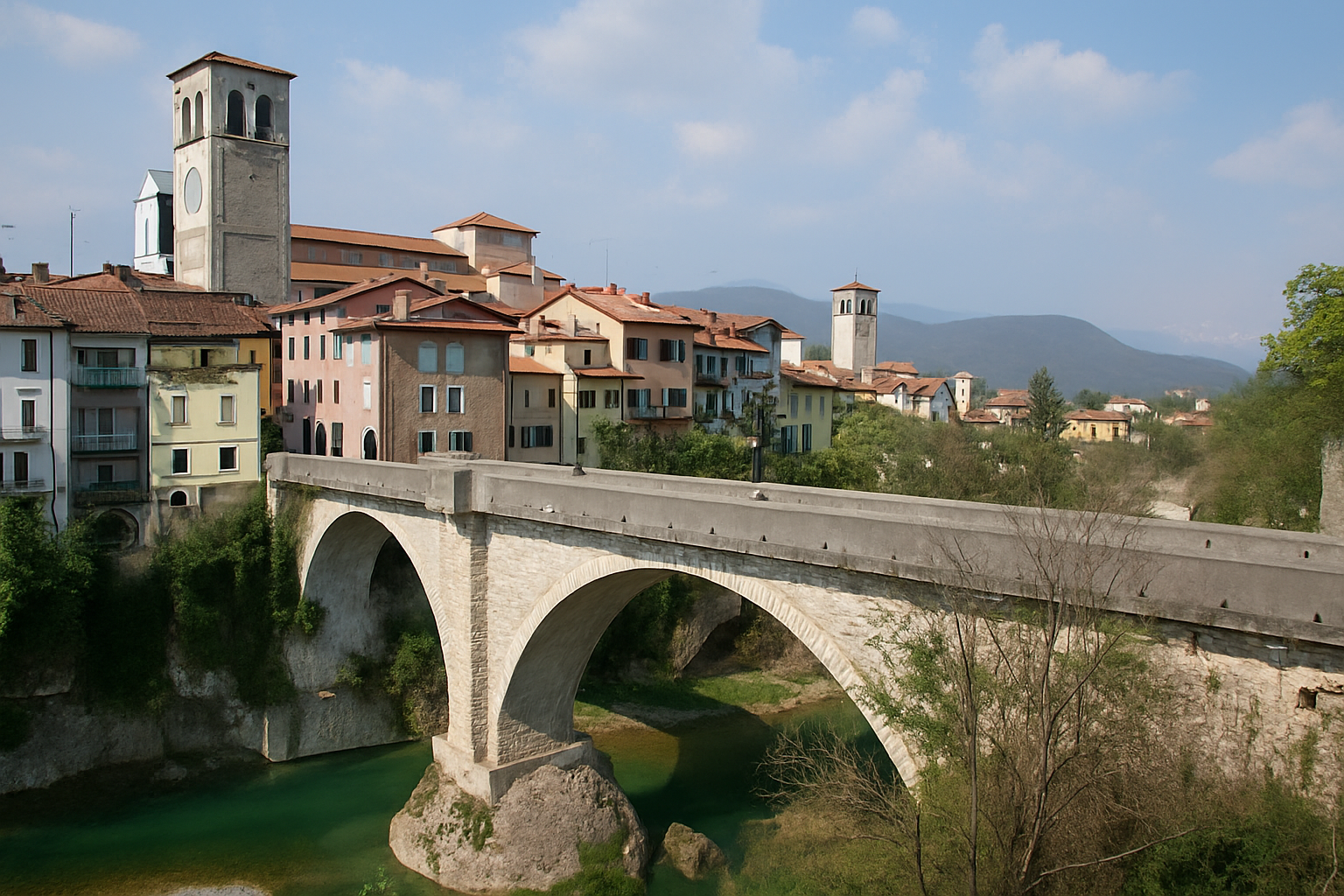 Ponte del Diavolo und bunte Häuser